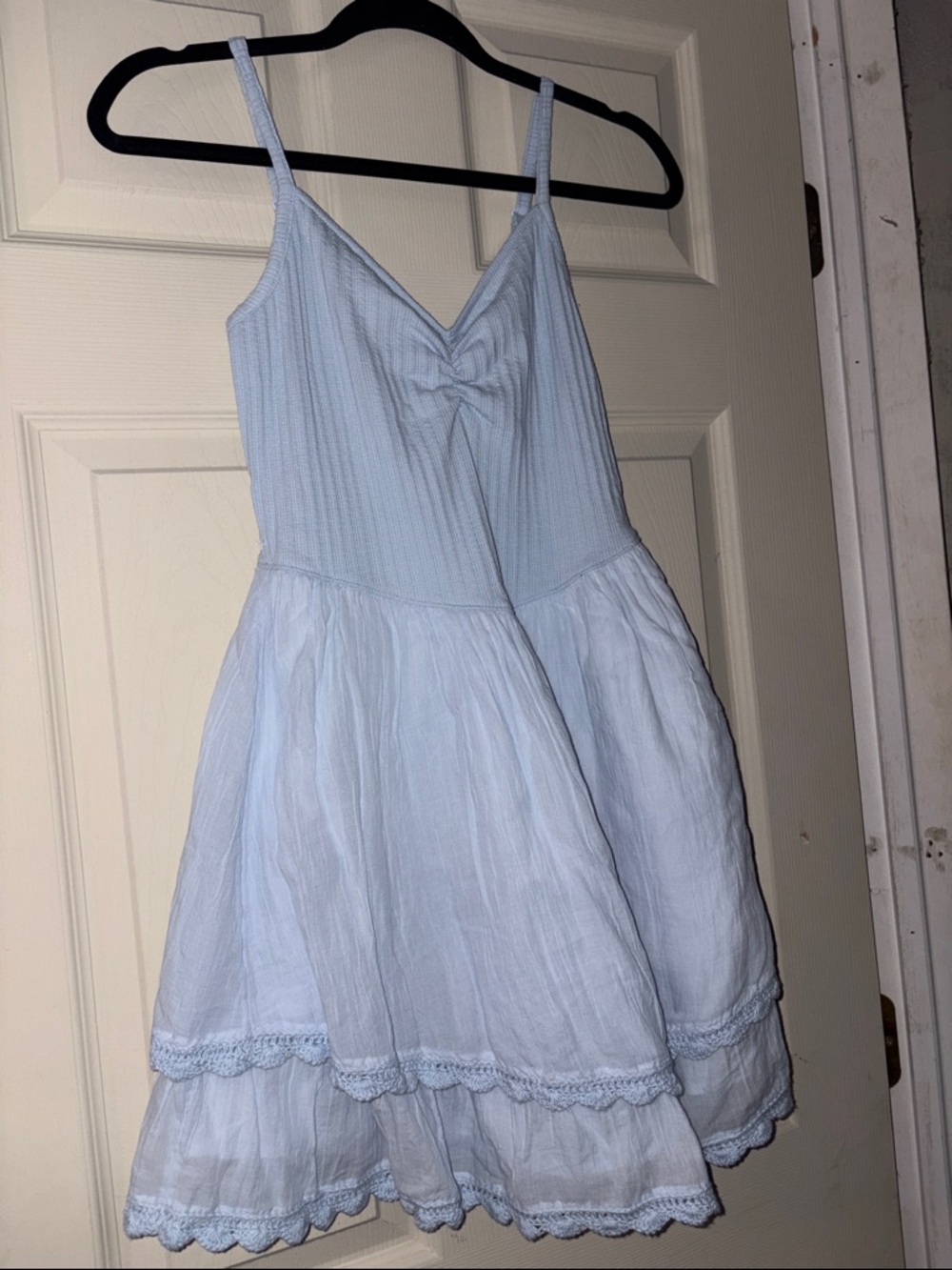 aerie Light Blue Tiered Spaghetti Strap Dress